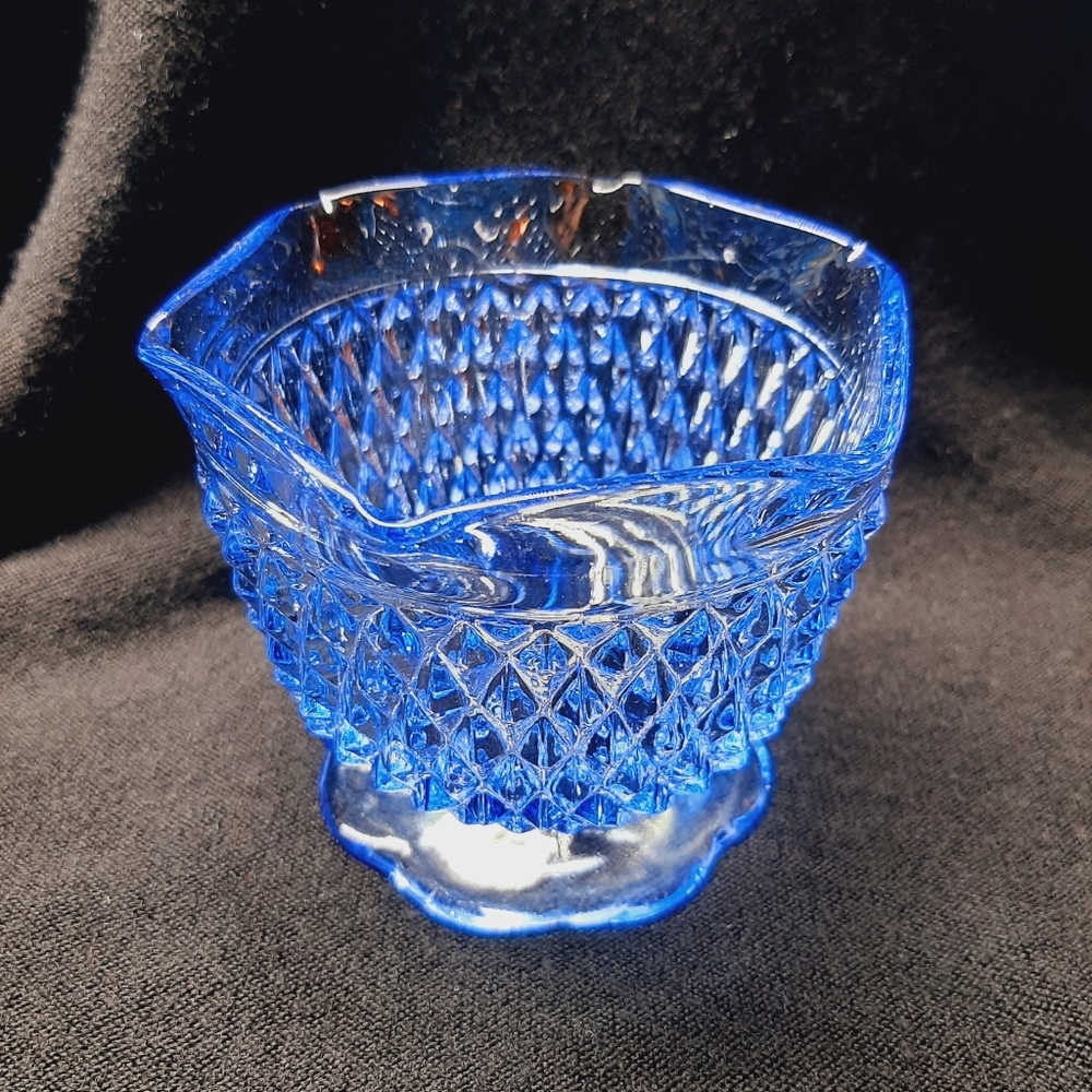 Indiana Glass Co. Diamond Point Regal Blue Mayonaise Bowl